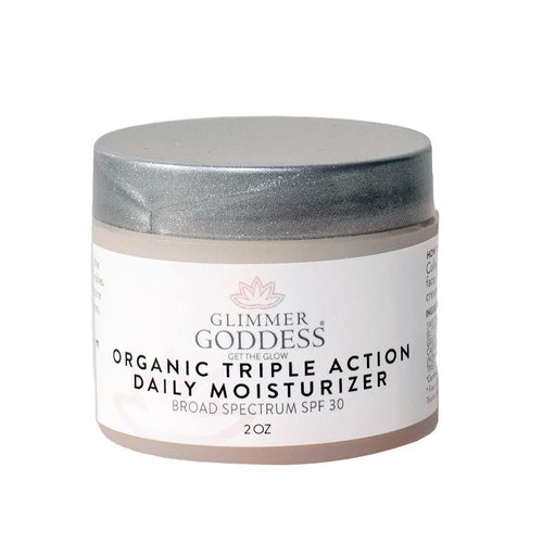 GLIMMER GODDESS Organic Daily Face Cream With Green Tea, Lemon Scent, Moisturizer, Hydrating, Sof...