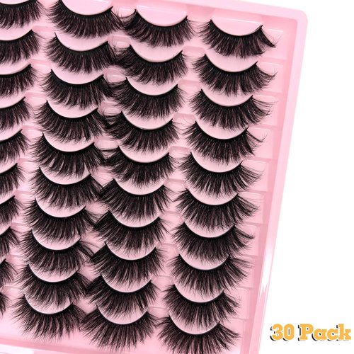 loladook Strip Lashes Bulk C Curl 30 Pairs Cat Eye Faux Mink Lashes Pack Wholesale 18mm Long 3D Volume Natural False Eyelashes Bulk