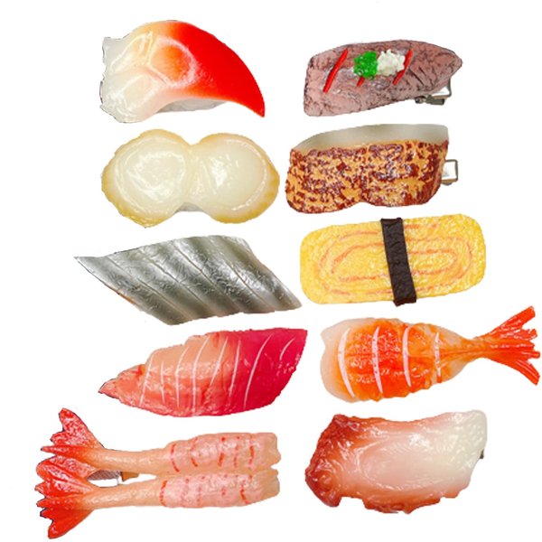 8PCS Funny Food Hair Clips Artificial Sushi Hair Styling Pins Simulation Food Hairpins Duckbill Hair Accessories for Women Girls Creative Gifts