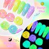 MEET ACROSS 6 Colors Candy Luminous Gel Nail Polish Set, Glow in Dark Nail Gel Polish with Nail Brush, Cute Luminous Gel Nail Polish within Different Shape Sequins for DIY Nail Art Salon