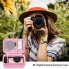 Elonbo 4K Digital Camera Carrying Case for Femivo/VETEK/IWEUKJLO/VJIANGER/WIKICO/Saneen/OIEXI 4K 48MP Vlogging Camera, Travel Compact Camera Storage Cover Bag Organizer Holder, Pink