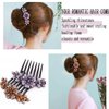 4 PCS Luxury Sparkly Glitter Flower Leaf Rhinestone Black Plastic Hair Side Combs Stylish Elegant Bride Hair Combs French Twist Hairpin Fine Hair Glitter with Long Teeth Hair Barrettes for Women Girls