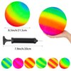 Hooqict 6 Pack 8.5 Inch Playground Balls with Hand Pump and 6 Portable Ball Net Bags Inflatable Rainbow Sports Balls for Kids Toddlers Kickballs Dodgeball Handballs Recess Balls Indoor Outdoor Games