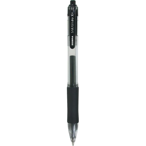 Zebra Pen Sarasa Dry X20 Retractable Gel Pen, Fine Point, 0.5mm, Black Ink, 12-Pack