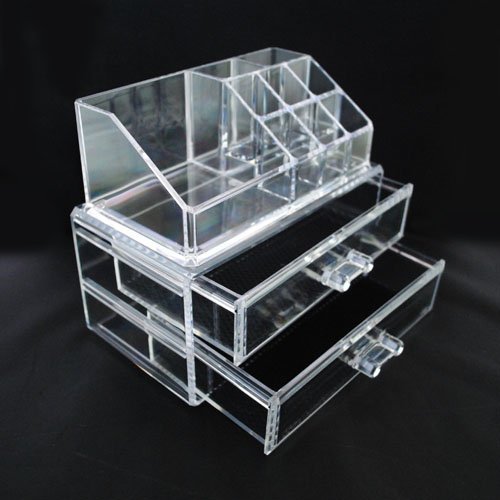 Luxury Acrylic Cosmetic Organizer Makeup Box 2 Drawers 1063*** Top and Bottom Set