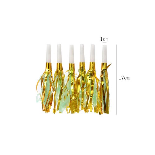 lasenersm 24 Pieces Party Blower Noisemakers Blowouts Whistles Party Squawkers Fringed Noise Maker Blowouts Noisemakers Musical Blowouts Party Blowouts Blowers Party Horns Noisemakers(Green, Golden)