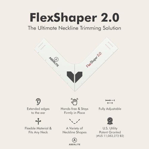 Aberlite FlexShaper 2.0 - Beard Shaper for Men - Hands-Free & Flexible Neckline Guide - Beard Trimmer Tool - Lineup Stencil Kit - White