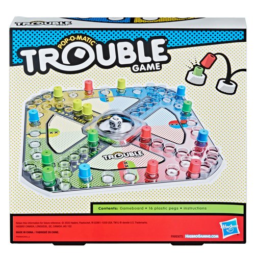 Hasbro Gaming Trouble Board Game for Kids Ages 5 and Up 2-4 Players (Packaging may vary)