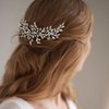 Catery Crystal Bride Wedding Hair Comb Silver Rhinestones Hair Clip Bridal Side Combs Hair Piece Opal Headpiece Hair Accessories for Women and Girls (A Silver)