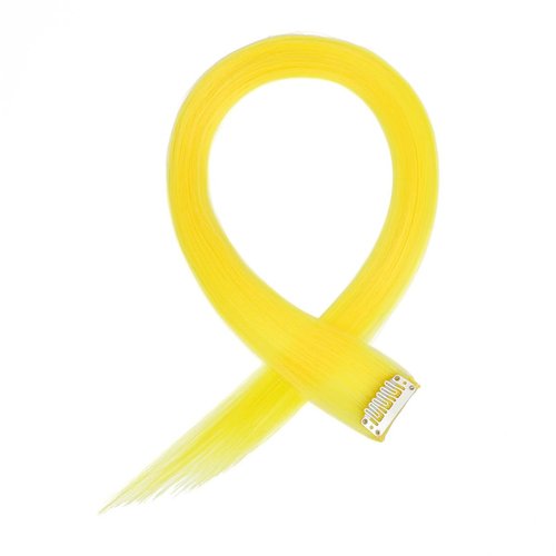 Colored Clip in Hair Extensions 24 Inch Rainbow Hair Synthetic straight Hair Extensions for Women Girls Kids Gift Multi-Colors Party Hairpiece Yellow