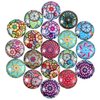 JOVITEC 200 Pieces 12 mm Flower Pattern Glass Beads Mixed Color Flat Marbles Mosaic Printed Glass Half Round Crafts Glass Mosaic for Jewelry Making