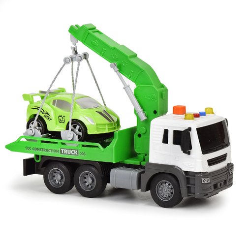 BeemoTow Truck Toys for 3 Year Old Boys, Toy Trucks Outside Play Equipment for Kids, Indoor and Outdoor Toys with Claw Machine, Control Shovel Handle, Rubber Tire Tracks