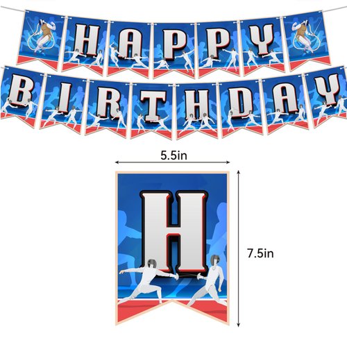 Fencing Party Decorations Fencing Birthday Party Supplies Includes Fencing Happy Birthday Banner, Cake Topper, Cupcake Toppers Balloons for Fecing Birthday Decor Fencing Lovers Party Sports Party