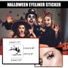 BASEMMAHER 4 Pairs Halloween Eyeshadow Stickers Eyeliner Spider Web Skull Bat Temporary Tattoo Decals Face Eye Makeup 3D Self-Adhesive Eye Shadow Stickers for Women Girls Halloween Masquerade Party