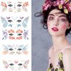 10Sheets Butterfly Face Tattoos Sticker Flowers Glitter Fake Tattoos Waterproof Eye Face Makeup Sticker For Women Girls Festival Dancer Costume Party Decoration