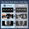 Luckyfairy Short Almond Fake Nails, 504pcs Soft Gel Pre-Shaped Acrylic Nail Tips, Half Matte Full Cover Clear Gelly Press on Flase Nail Tips for Extension Nail Manicure Home DIY 12 Sizes Gelly Tips