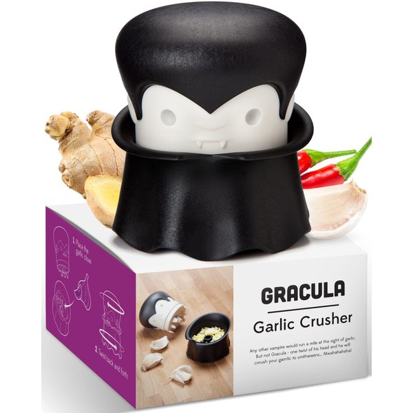 Gracula Garlic Crusher by OTOTO - Garlic Mincer, Works on Herbs, Ginger, Nuts, Chili - Garlic Grinder, Funny Kitchen Gadgets, Cooking Gifts, Cool Gadgets 2024, Funny Kitchen Gifts, Garlic Chopper