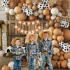 141pcs Western Cowboy Balloon Garland Arch Kit, Brown Light Brown Nude Sand White Cow Print Balloons for Farm Western Cowboy Baby Shower Birthday Party Decorations