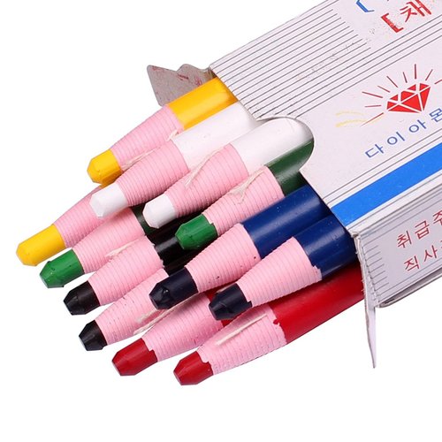ZEESOON Assorted Color Pack of 12, Diamond Peel-Off China Markers Grease Pencil Crayons Colorful Drawing Marking Wax Pencils for Wood,Glass,Garments,Metal,Fabrics,Film,Paper (Option 1 (2 x 6 colors))