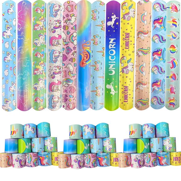 NovaHance 36 PCS Unicorn Slap Bracelets Kids Party Favors,Bulk Snap Bracelet Party Favors Supplies for kids&teens Gifts Teacher Classroom School Favors Prizes Exchanging Gift
