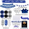 Happy Retirement Party Decorations Blue Retirement Party Decorations for Men Happy Retirement Banner Hanging Swirls Foil Balloon Cake Toppers Retired Sash for Blue and Silver Retirement Decorations
