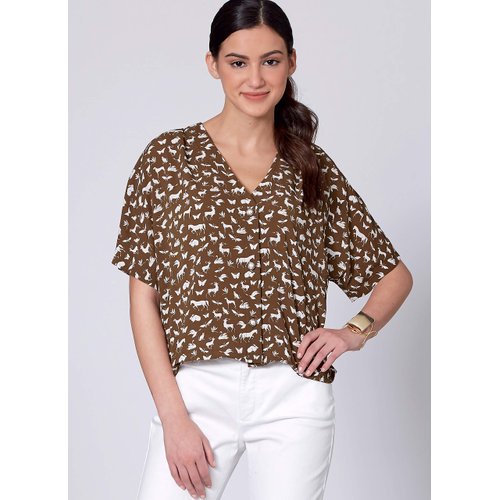 McCall Pattern Company McCall's Women's Loose-Fitting Short Sleeve Blouse Sewing Patterns, Sizes 16-22, various