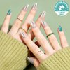 Teenitor Short Oval Press On Nails With Designs, Short Oval Nails Green Marble Press On Nails Cute Designs Glue On Nails, 24pcs Reusable Short Acrylic Fake Nails with Glue, Prep Pad, Mini File