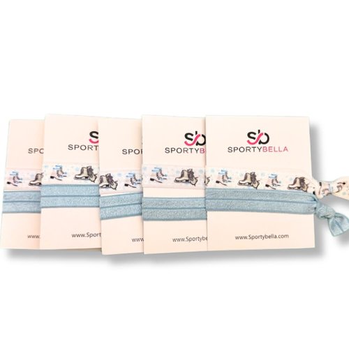 Infinity Collection Figure Skating Hair Accessories, No Crease Ice Skating Hair Ties Set of 5, Skate Party Favors