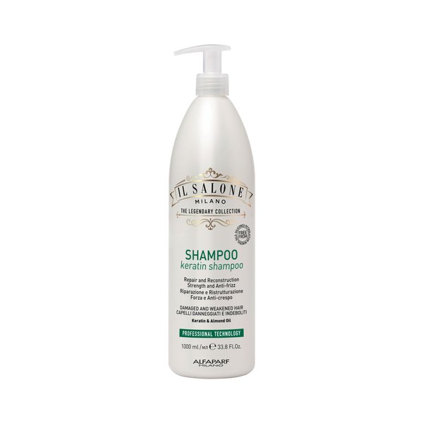 Il Salone Milano Professional Keratin Shampoo for Damaged Hair - Cleansing Shampoo + Dry Hair Treatment - Made with Almond Oil & Vitamin E - Salon-Quality Hair Care (33.8 oz / 1000 ml)