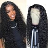 AUOCATTAIL 26 Inch Black Long Curly Wigs 13x6 HD Pre Plucked 150% Density Glueless Deep Wave Lace Front Wigs Natural Color Heat Resistant Synthetic Wigs for Girl Women Daily Use