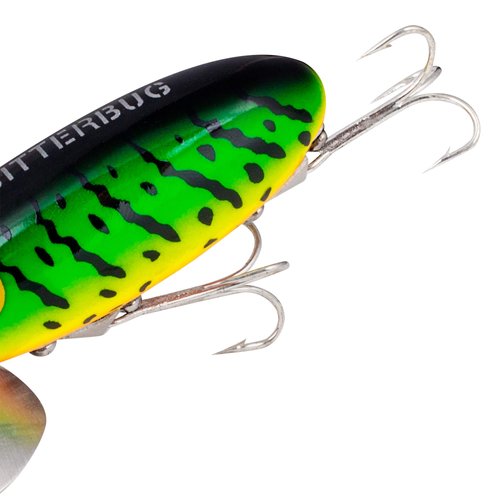 Arbogast Jitterbug Topwater Bass Fishing Lure - Excellent for Night Fishing, Fire Tiger, G600 (2 1/2 in, 3/8 oz)