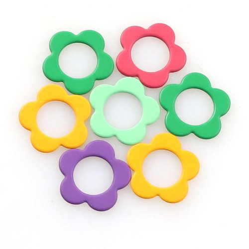 JCBIZ 30PCS Mixed Colors Five-Leaf Flower Mini Size Crochet Markers Knitting Tool Multicolor Stitch Markers Knitting Stitch Rings