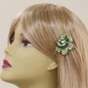 Medium Decorative Hair Comb Rhinestone Crystal Rose Simulated Pearl Bridal Hair Comb, Green