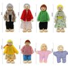 PUCKWAY Lovely Happy Dollhouse Dolls Family Set of 8 Wooden Figures for Children House Pretend Gift