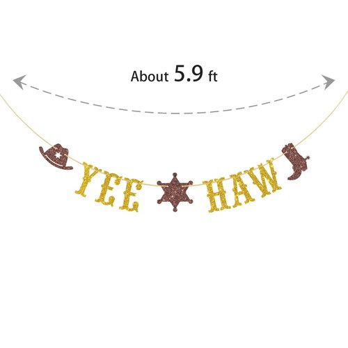Halawawa Yee Haw Banner, Western Cowboy Party Decoration Bunting Banner, Wild West Party Kids Birthday/Baby Shower/Wedding Party Supplies