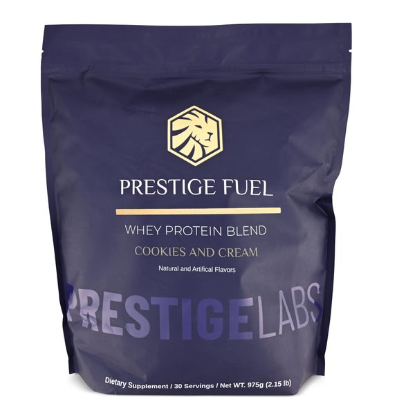Prestige Labs Prestige Fuel Natural Protein Whey and Isolate Blend, Pre & Post Workout Drink, Boost Metabolism, Build Lean Muscle & Weight Management Cookies and Cream Flavor 2.15 LB 30 Servings
