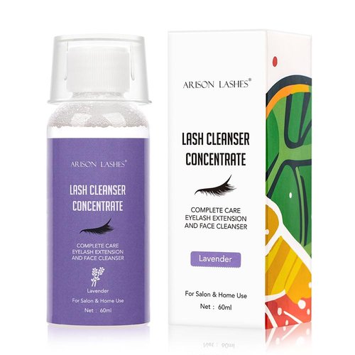 Eyelash Cleanser Concentrate 60ml Professional Lash Extensions Shampoo Natural Foaming Cleanser for Extensions Lashes with Salon Home Care-Makes 12 Bottles 60ml Eyelash Shampoo (lavender)