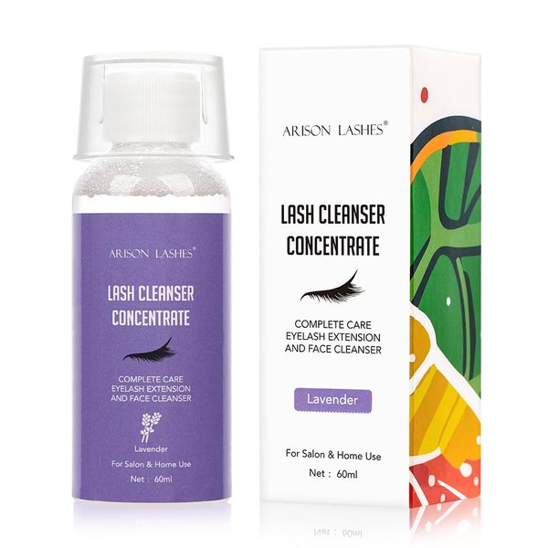 Eyelash Cleanser Concentrate 60ml Professional Lash Extensions Shampoo Natural Foaming Cleanser for Extensions Lashes with Salon Home Care-Makes 12 Bottles 60ml Eyelash Shampoo (lavender)