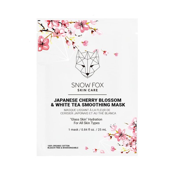 Snow Fox Japanese Cherry Blossom & White Tea Smoothing Mask – 1 Pack Skin Texture Enhancing for Smooth, Bright and Glossy Skin"Glass Skin"
