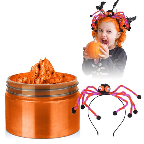 Temporary Hair Color Wax Kit, Stocking Stuffers for Teen Girls, Instant Hair Dye Color Wax Washable Natural Hair Color Cream for DIY Hairstyle on Crazy Hair Day, Halloween, Christmas (Orange)