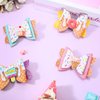 Whaline 4Pcs Glitter Bow Hair Clips Cupcake Donut Ice Cream Hair Bow Barrette Summer Colorful Leather Hairgrips Sparkly Alligator Clips for Kids Hair Accessories Birthday Party Back to School Supplies