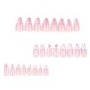 Foccna Press on Nails Medium Long Pearl Pink Fake Nails Almond Glossy 3D False Nail Tips Artificial Nails French Finger Manicure for Women and Girls-24pcs