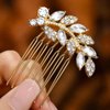 Foyte Crystal Bride Wedding Hair Comb Leaf Bridal Headpieces Rhinestone Hair Pieces Bridesmaid Side Combs Hair Accessories for Women (gold leaf)