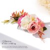 Latious Flower Bride Wedding Hair Comb White Floral Bridal Hair Clip Leaf Hair Piece Rose Hair Accessories for Women and Girls (Pink)