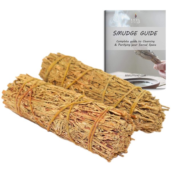 Ancientveda Sandalwood Scented Sage Smudge Sticks 2 Pack with Therapeutic Grade Essential Oils and Fragrance Oil for Cleansing, Meditation, and Aromatherapy (Sandalwood)