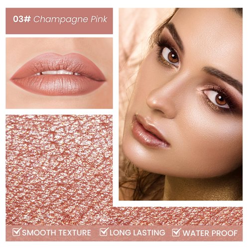 BEAUTY SEARCHER Lipstick, Metallic Shine Finish Lip Balm Glossy Hydrating Nude Velvet Red Long-Lasting Moisturisation Luxury Lip Stick Makeup # 03 Champagne Pink