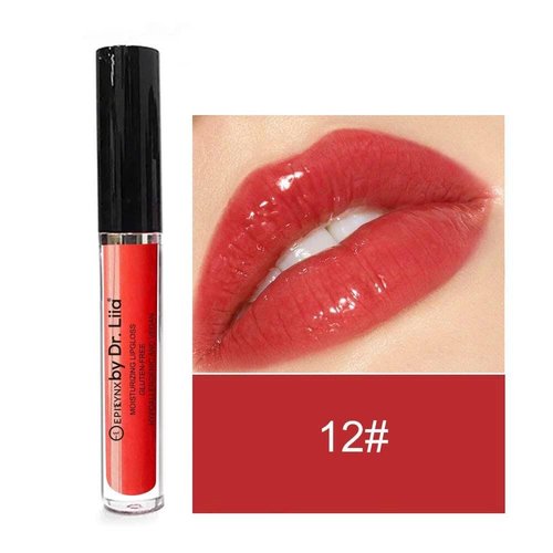 EPILYNX Vegan Moisturizing, Long Lasting Lip Gloss - Satin & Glitter - Allergen Free for Sensitive Skin - Apple Red by Dr. Liia