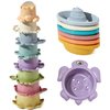 AMCHSURI Bath Toys for Kids Ages 1-3, 14 PCS Mold Free Toddler Bath Toys for 2-4 Bathtub Water Toys Bath Boats and Cups for Babies 6-12 Months Early Learning Educational Gift