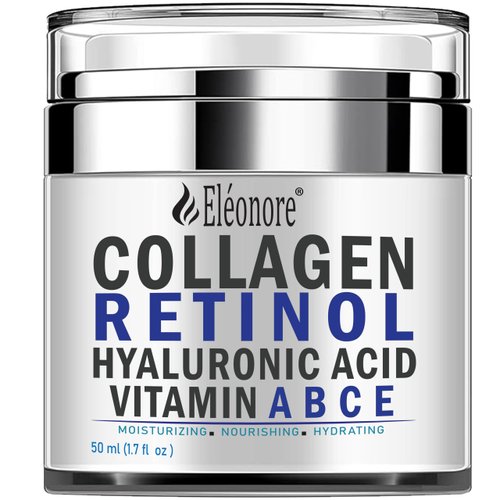 Eléonore: All Natural Face Moisturizer cream, Collagen Botanical Stem Cells Cream for Skin with Retinol, Hyaluronic Acid, 4 vitamins added- Anti Aging Anti Wrinkle Day & Night Facial Cream 1.7 Oz/50ml
