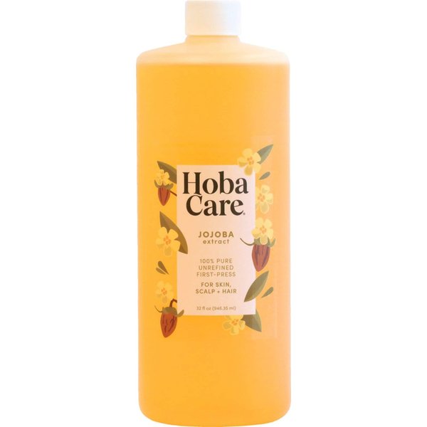 HobaCare Jojoba Oil - 100% Pure, Unrefined Jojoba Oil for Skin & Nails - Moisturizing Body Oil for Dry Skin - Natural Jojoba Oil for Hair & Beard Care (32 fl oz / 946 ml)